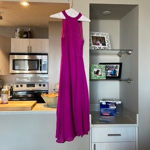 2P Banana Republic magenta satin cocktail dress